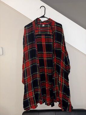 old navy red Plaid button down dress xxl
